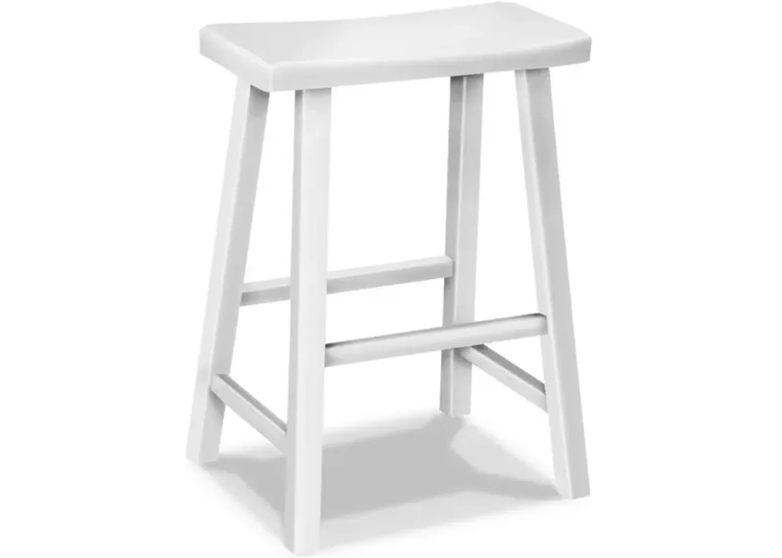 John Thomas Hampton Saddle Seat Pure White Wood Stool