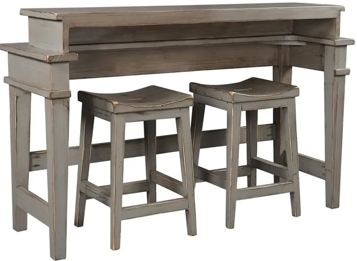 Aspenhome Reeds Farm Weathered Grey Console Bar Stools & Table Set