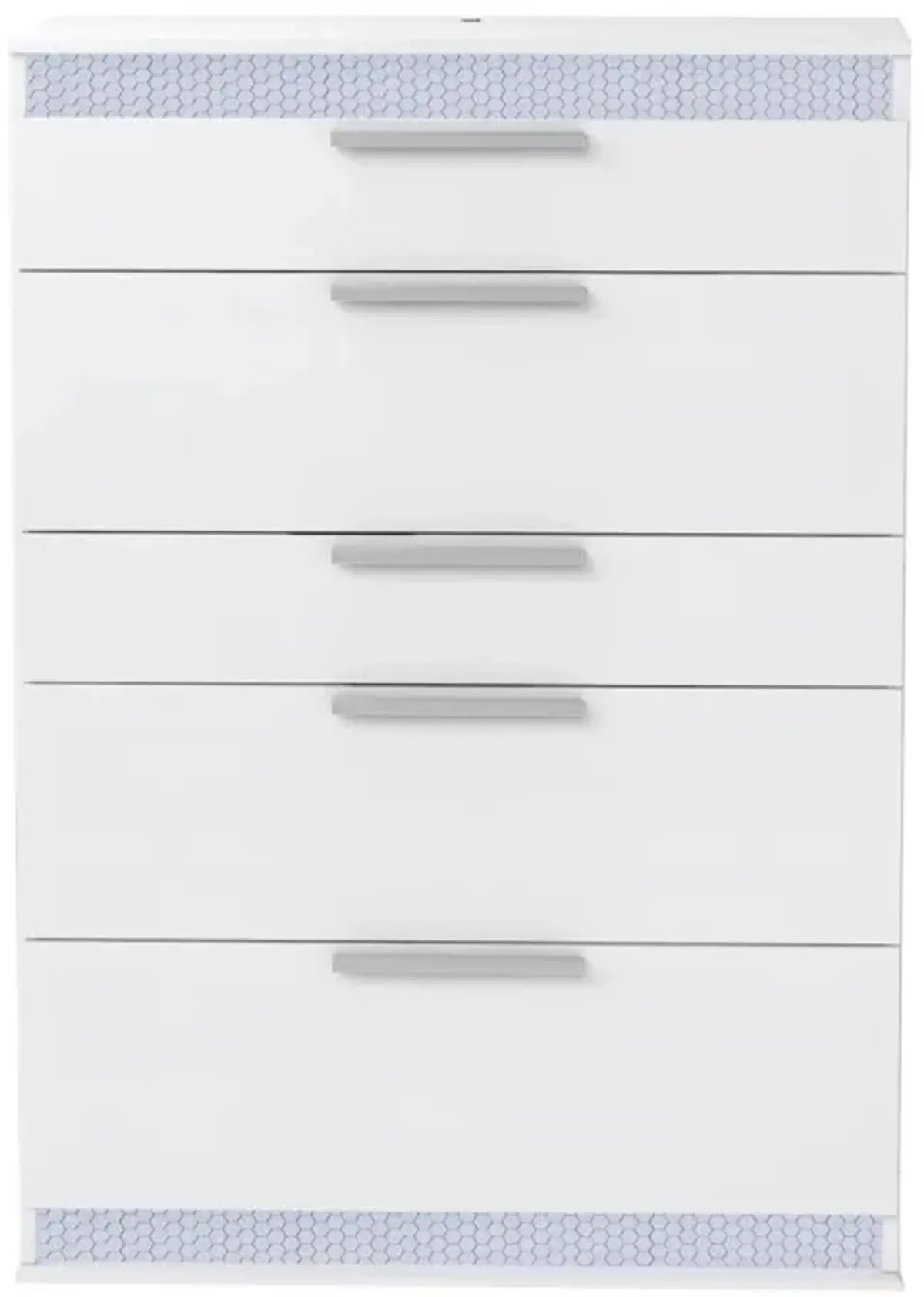 Chintaly Moscow Modern Gloss White 5-Drawer Bedroom Chest