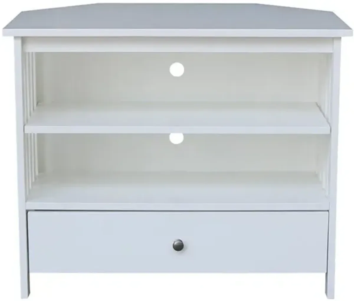 John Thomas Destinations Mission Corner TV Stand Pure White