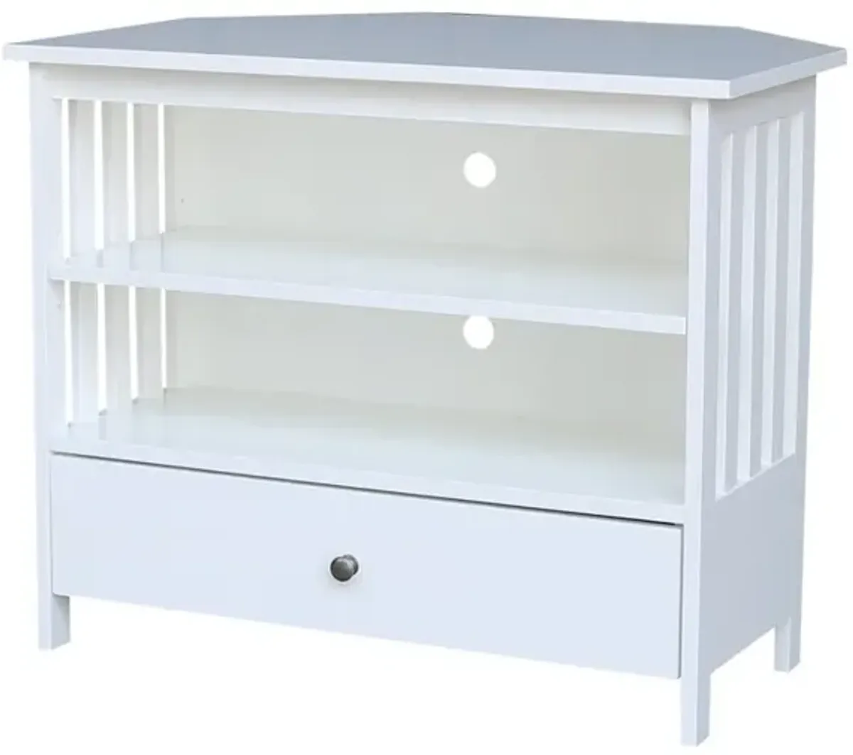 John Thomas Destinations Mission Corner TV Stand Pure White