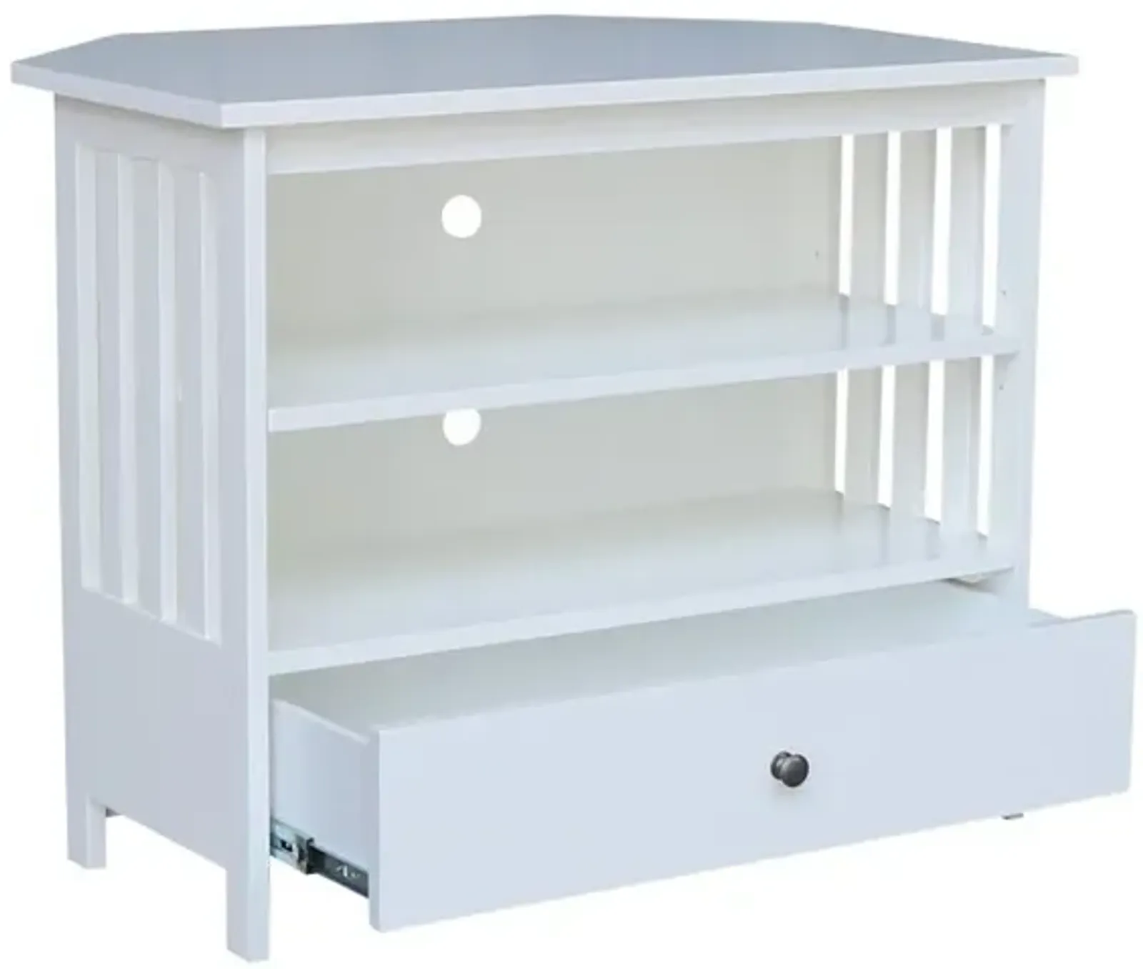 John Thomas Destinations Mission Corner TV Stand Pure White