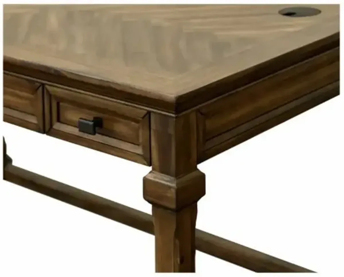 Martin Furniture Porter Natural Wood with Herringbone Pattern Writing Desk