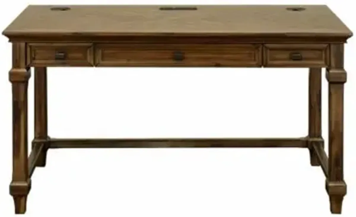 Martin Furniture Porter Natural Wood with Herringbone Pattern Writing Desk