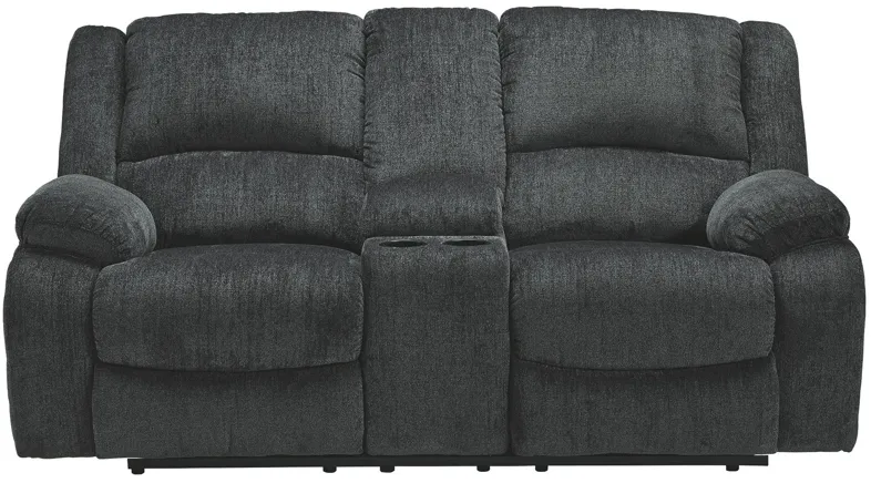 DRAYCOLL RECLINING LOVESEAT WITH CONSOLE SLATE SIGNATURE DESIGN