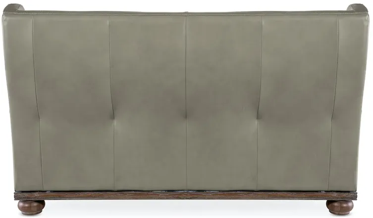 WILLIAM DERRICK GRAY LINEN STATIONARY LEATHER LEATHER LOVESEAT