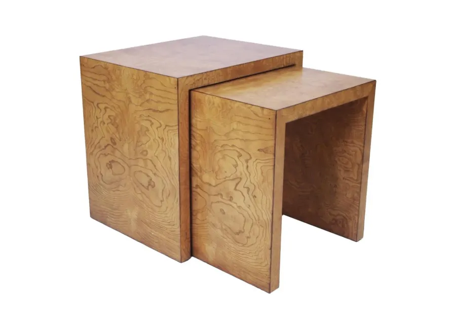 WILLIAM NESTING TABLES IN A BURLED ASH WOOD