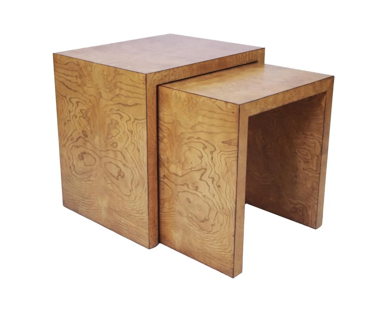 WILLIAM NESTING TABLES IN A BURLED ASH WOOD