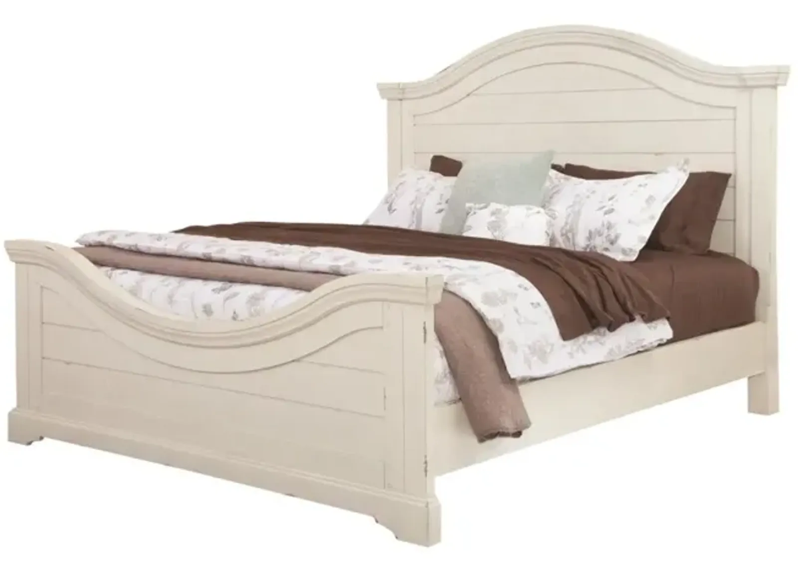 American Woodcrafters Stonebrook Complete King Bed in Distressed Antique White