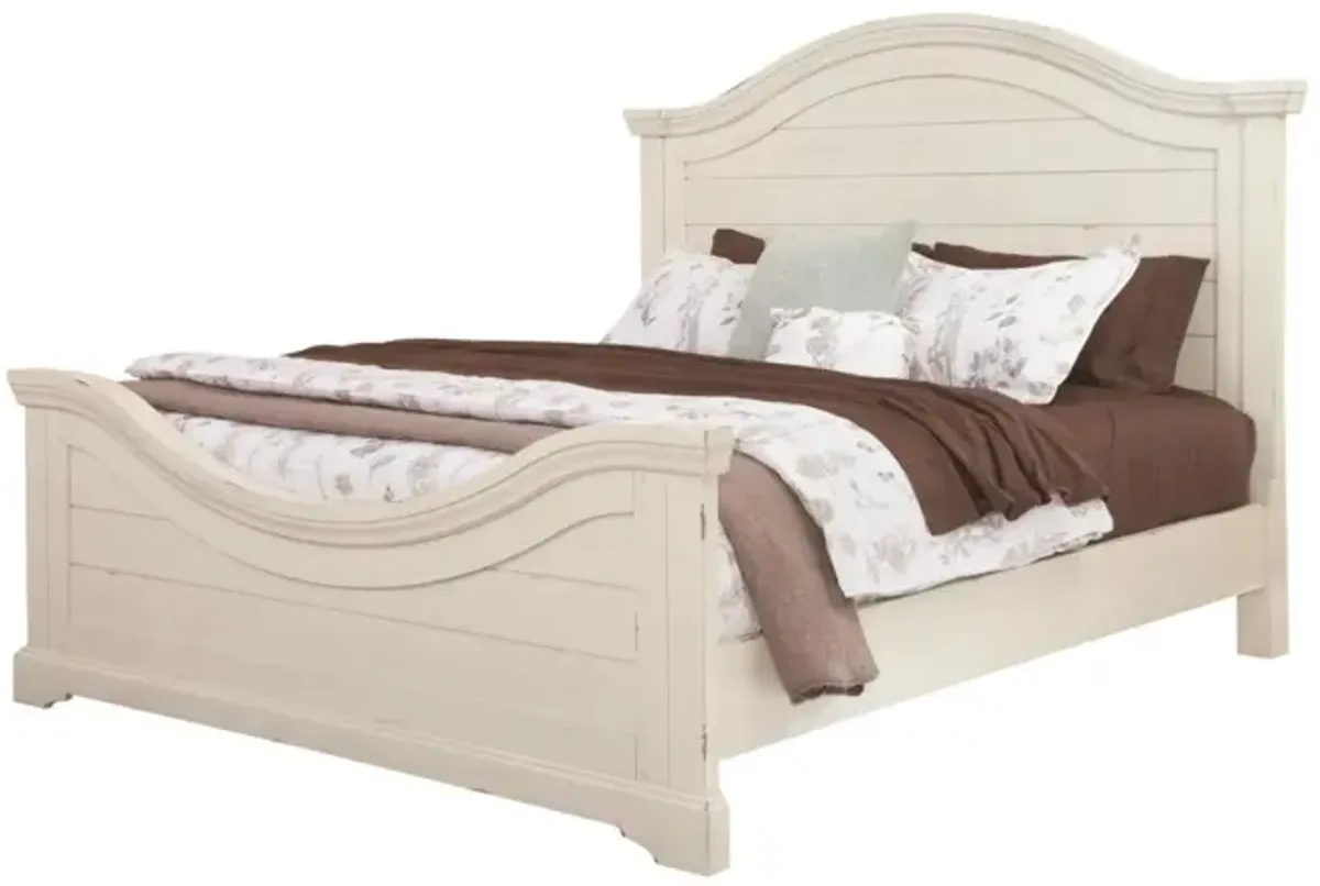 American Woodcrafters Stonebrook Complete King Bed in Distressed Antique White