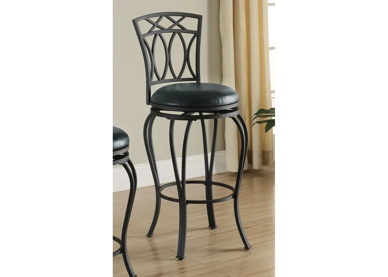 Coaster Adamsville Upholstered Swivel Bar Stool Black