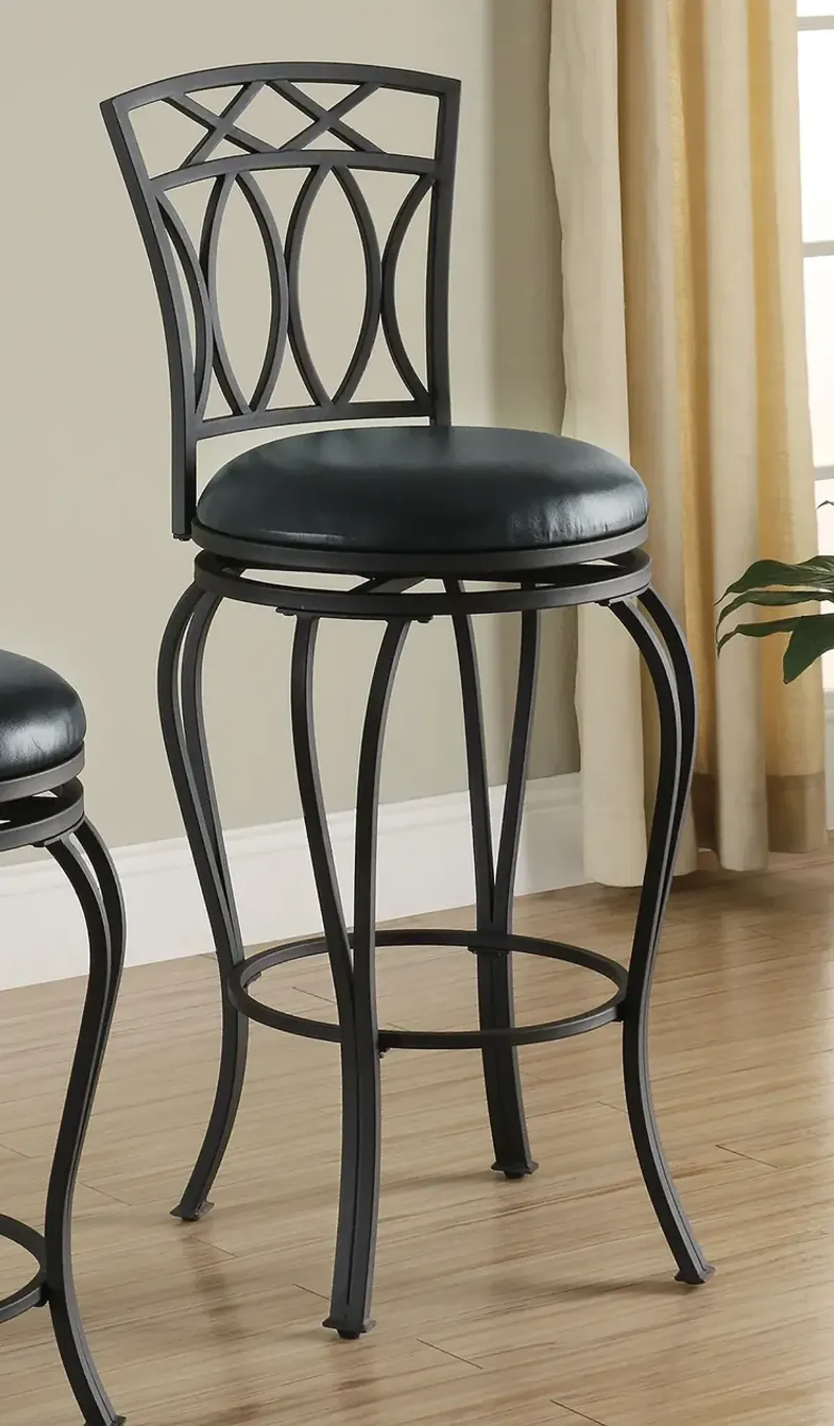 Coaster Adamsville Upholstered Swivel Bar Stool Black