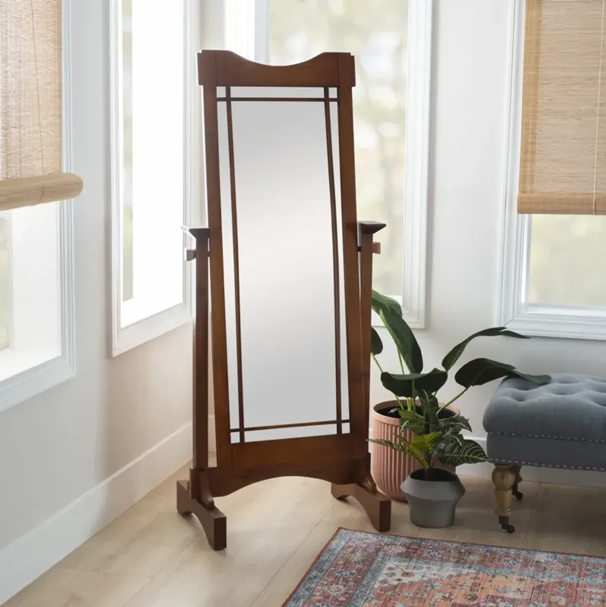 Powell Mission Oak Cheval Floor Mirror