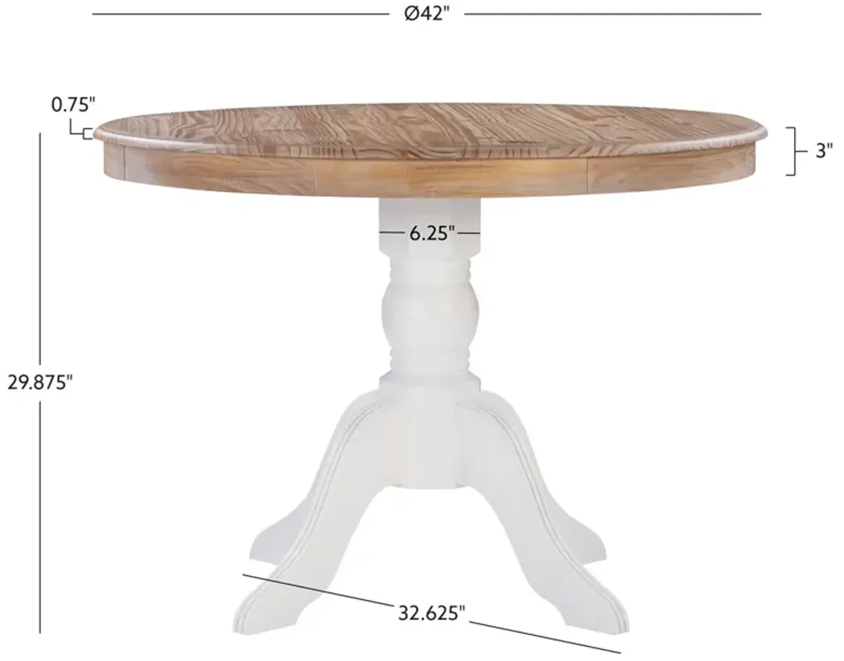 Linon Tobin Pedestal Dining Table Natural & White