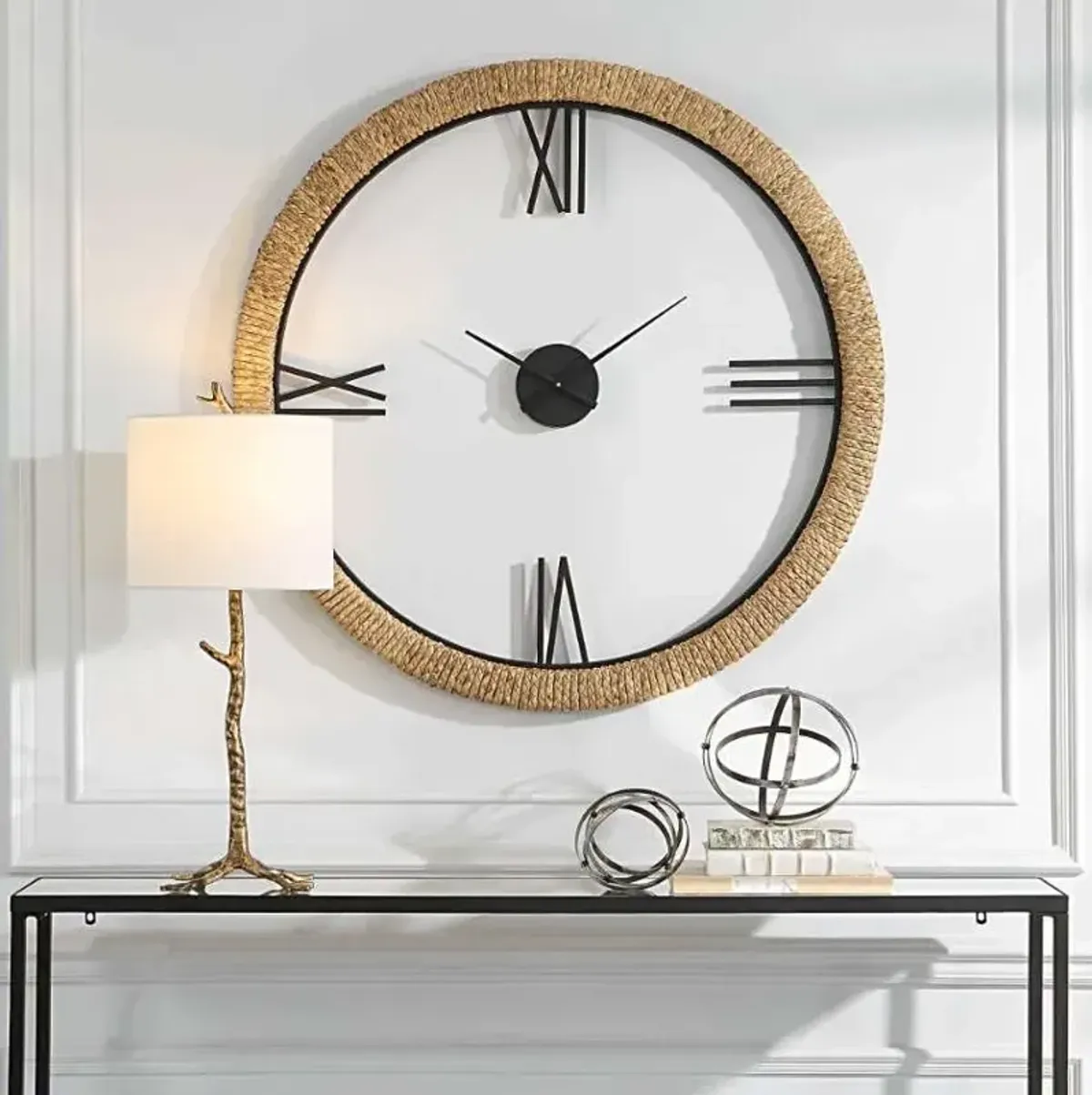 Uttermost Montecito Beige/Iron/White Wall Clock