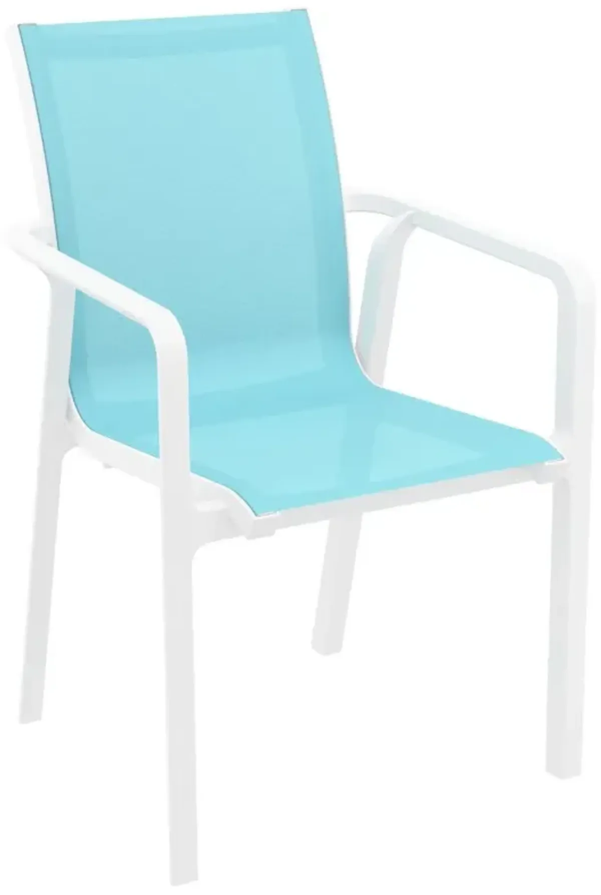 Compamia Pacific Turquiose Sling Arm Patio Chair White Frame