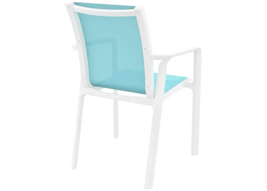 PACIFIC SLING ARM CHAIR WHITE FRAME TURQUIOSE SLING