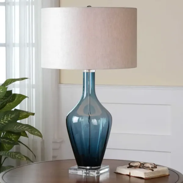 HAGANO BLUE GLASS TABLE LAMP