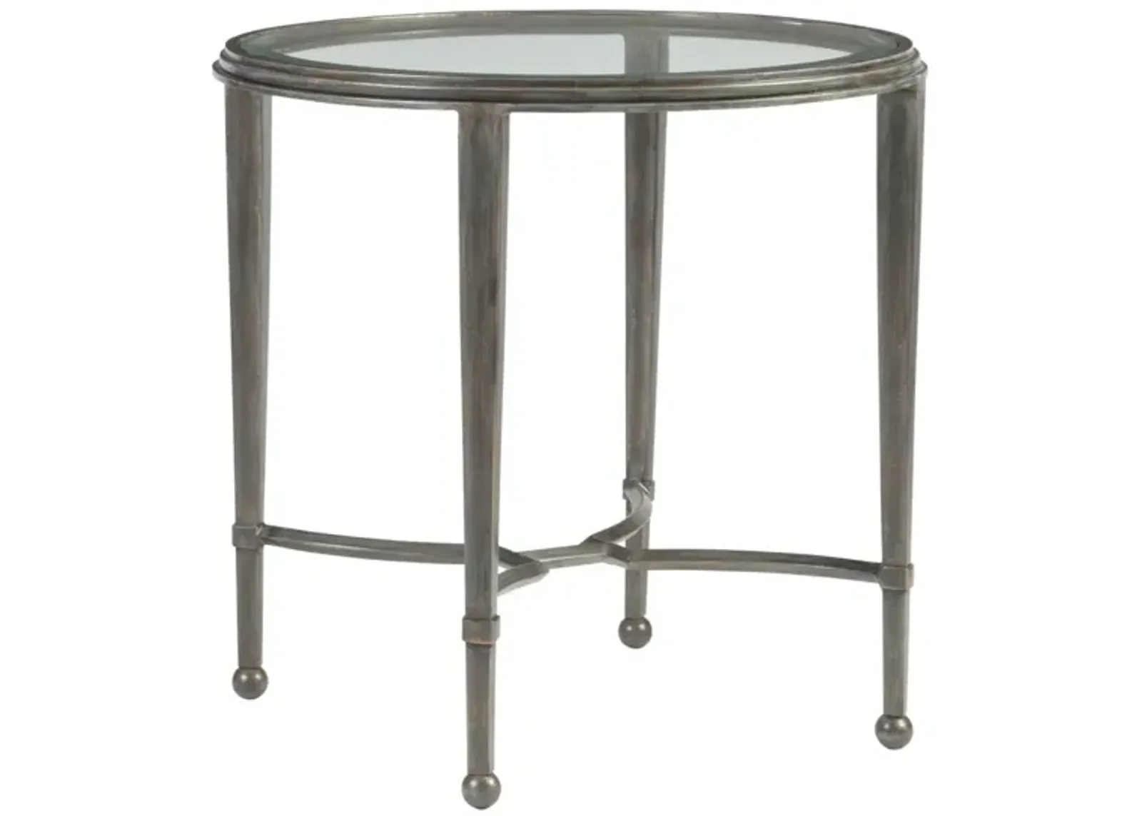 Sangiovese 26 Inch Round Metal End Table Iron Gray - Metal Designs