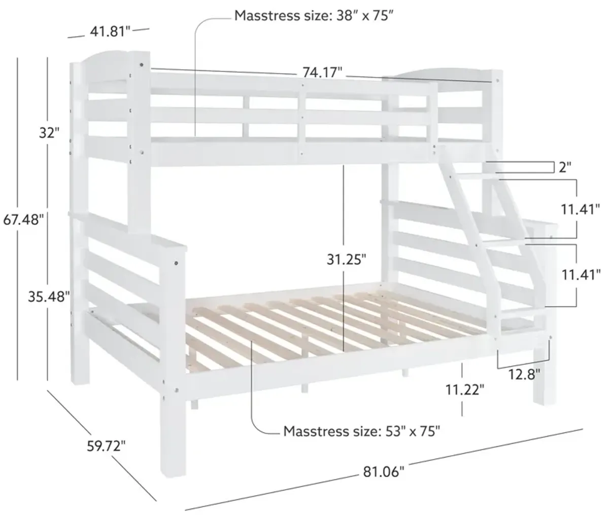 Powell Levi Twin Full Bunk White