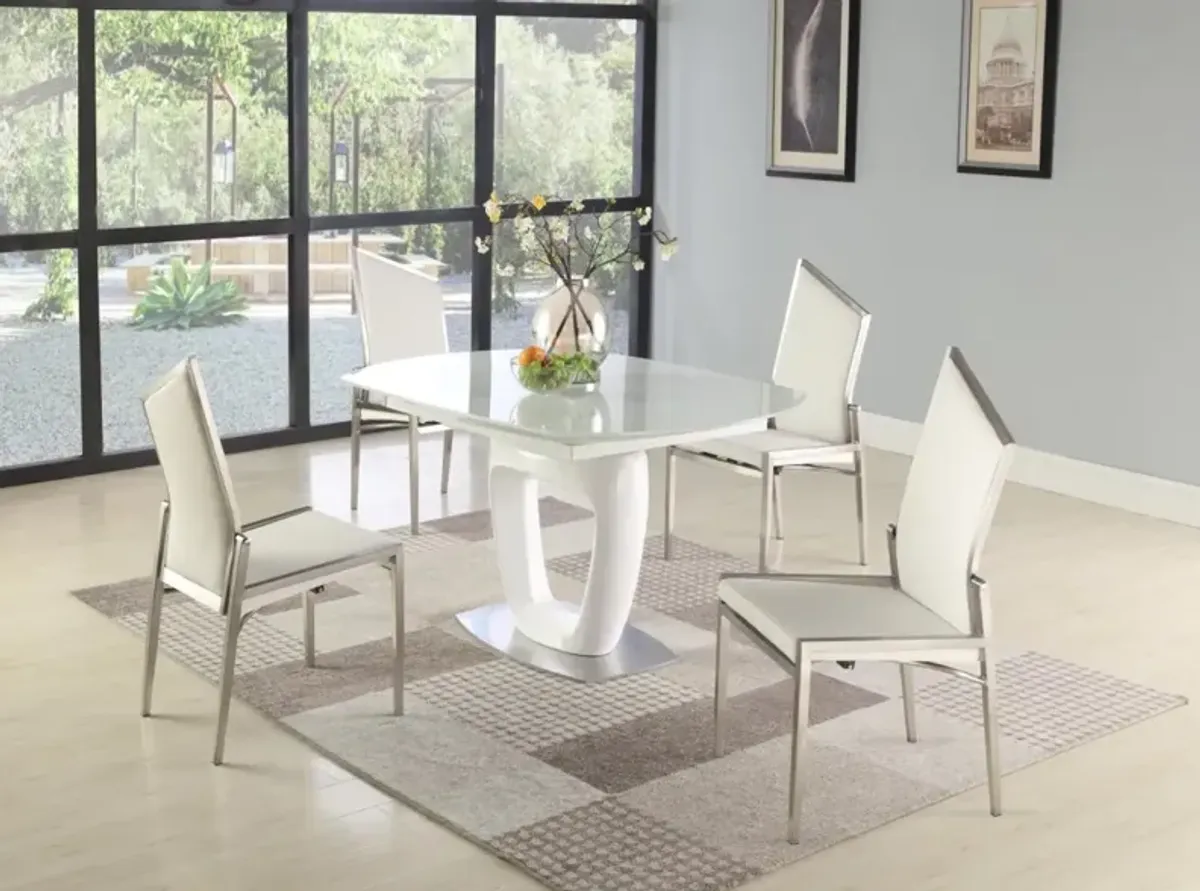 Chintaly Giuliana Contemporary Dining Set with Extendable Starphire Glass Table & 4 Motion-Back Side Chairs