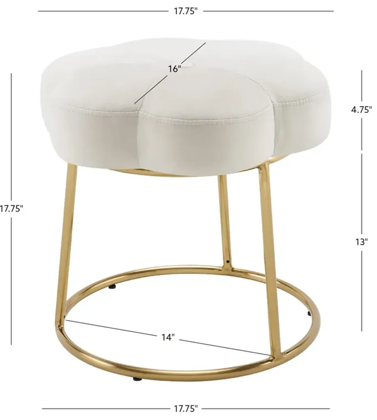 Linon Seraphina White Accent Vanity Stool