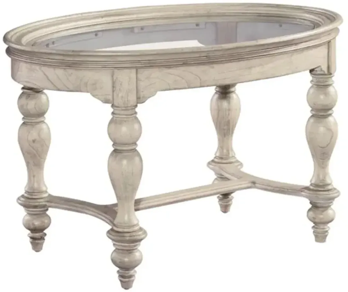 Hekman Linen Oval Glass Top Coffee Table