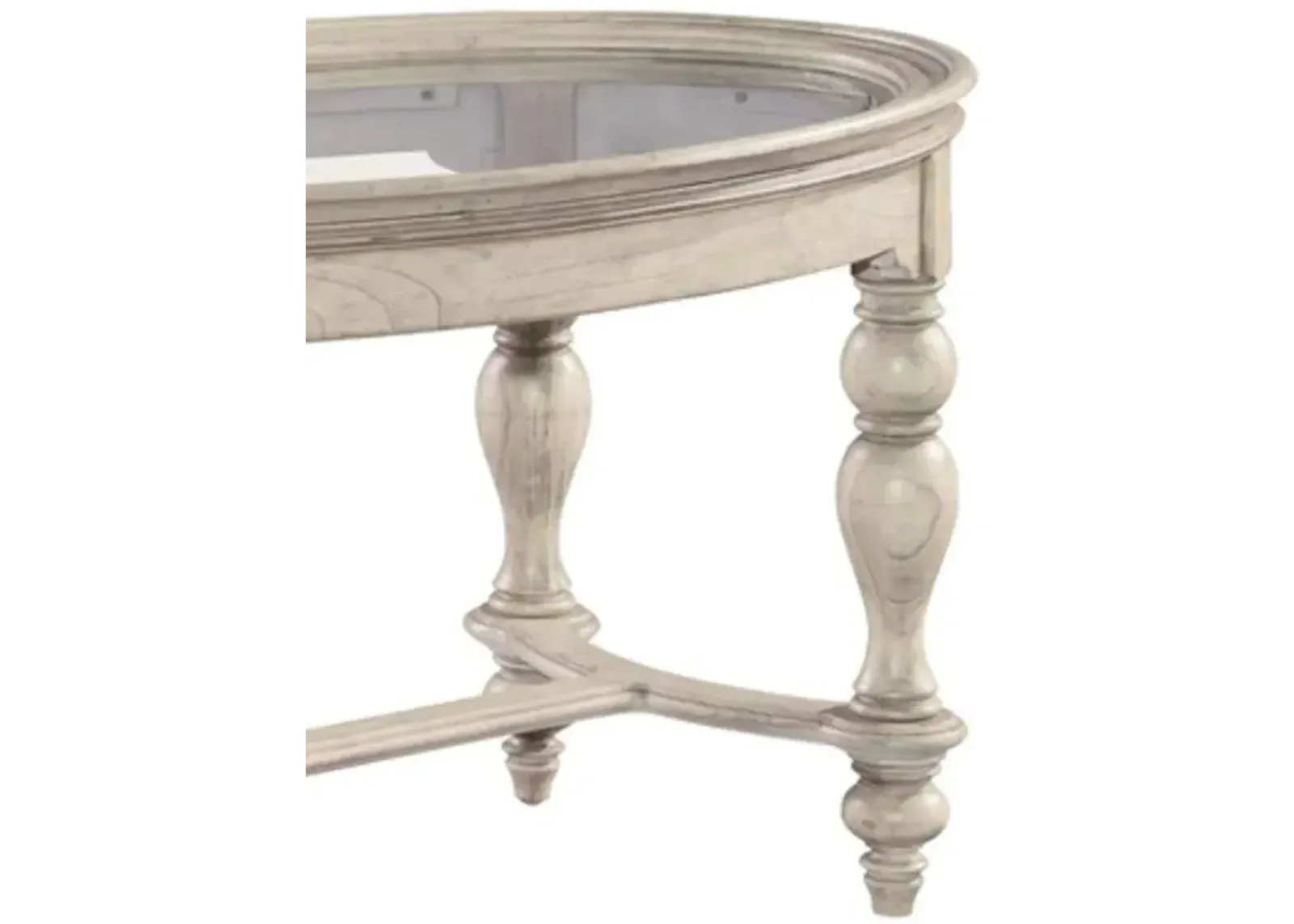 LINEN OVAL GLASS TOP COFFEE TABLE