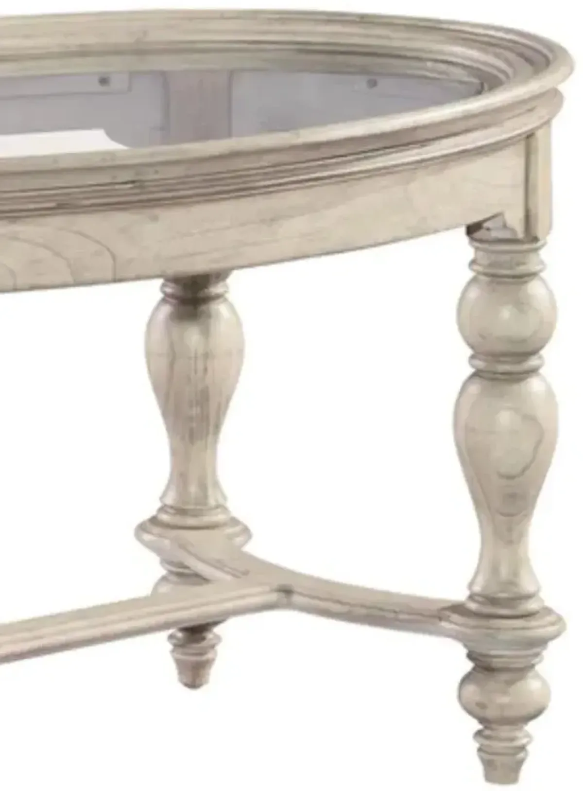 LINEN OVAL GLASS TOP COFFEE TABLE