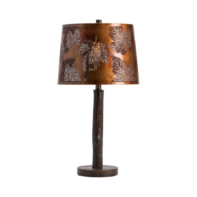 OAK RUN ANTIQUE COPPER/RUSTIC WOOD TABLE LAMP