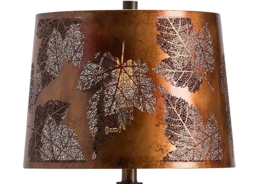 OAK RUN ANTIQUE COPPER/RUSTIC WOOD TABLE LAMP