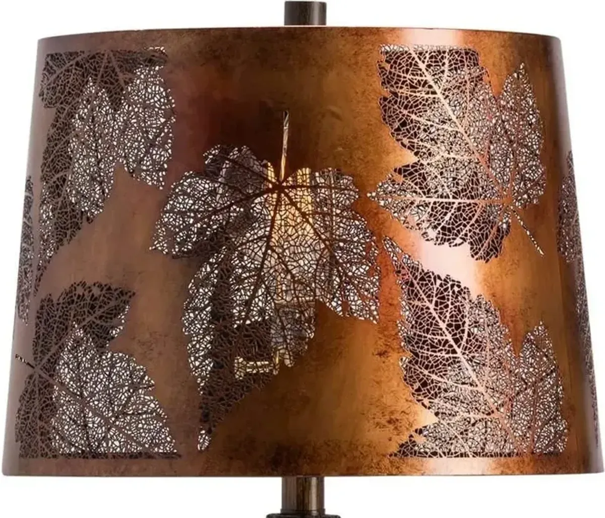 Crestview Oak Run Antique Copper/Rustic Wood Table Lamp