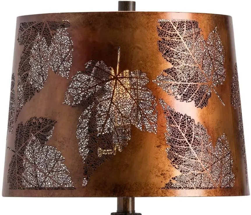 OAK RUN ANTIQUE COPPER/RUSTIC WOOD TABLE LAMP