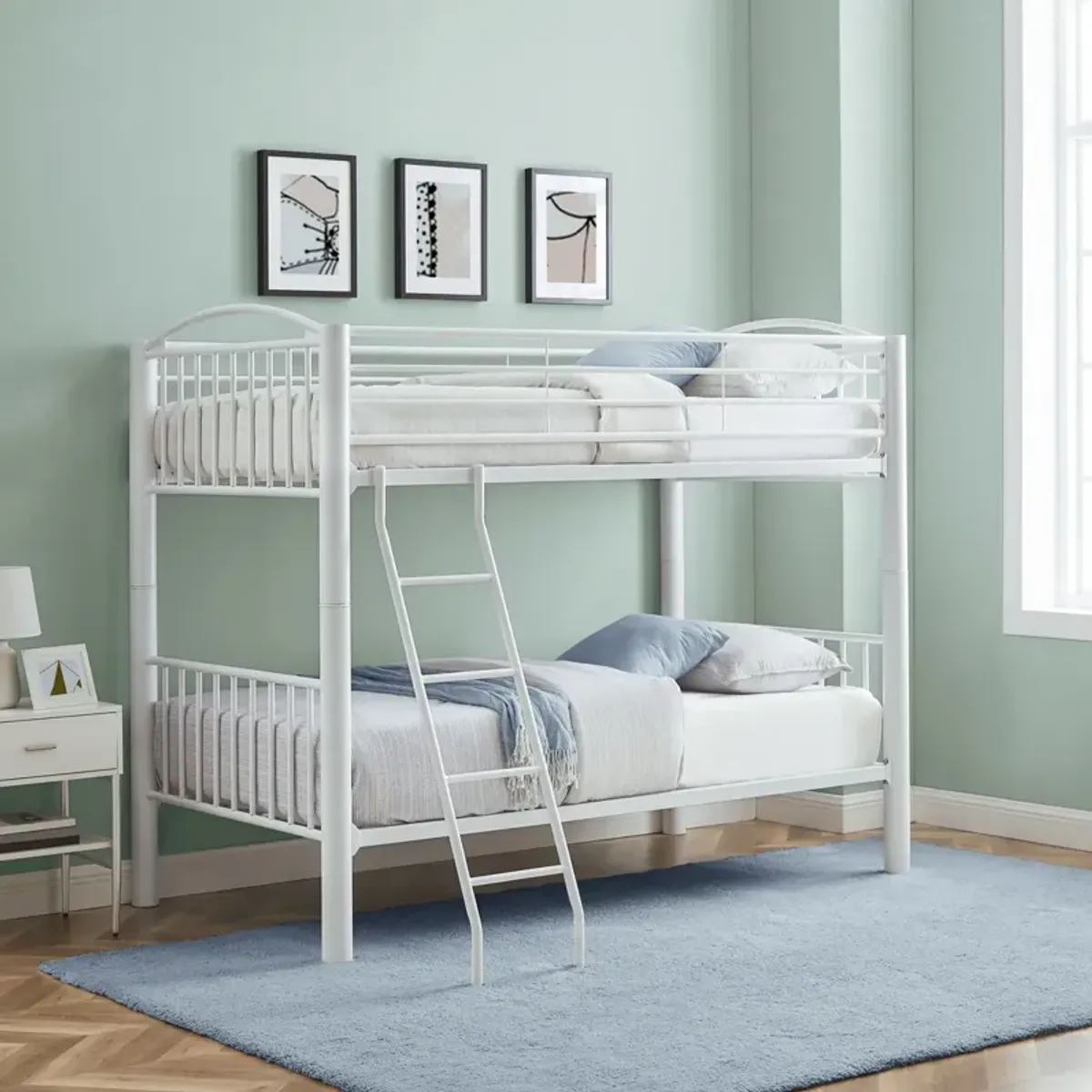 Powell Kids/Teens Heavy Metal Twin Over Twin White Bunk Bed