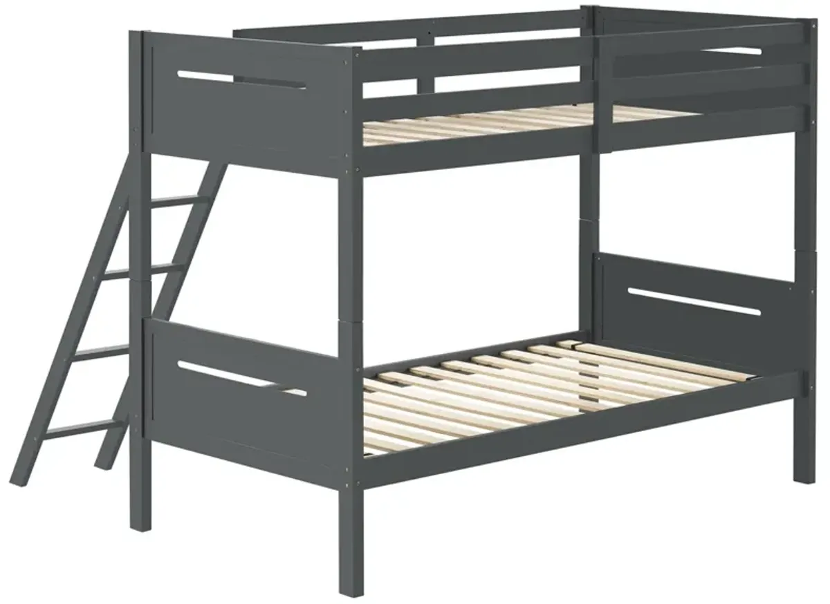 Coaster Littleton Wood Twin Over Twin Bunk Bed Grey