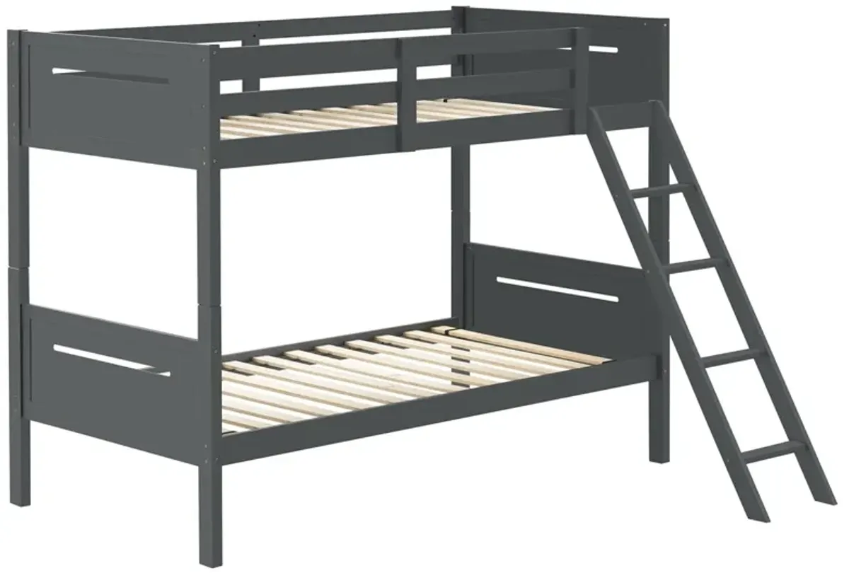 Coaster Littleton Wood Twin Over Twin Bunk Bed Grey