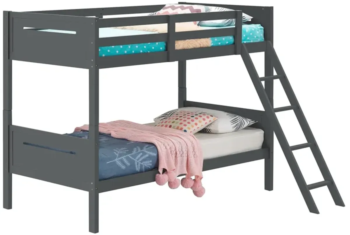 Coaster Littleton Wood Twin Over Twin Bunk Bed Grey