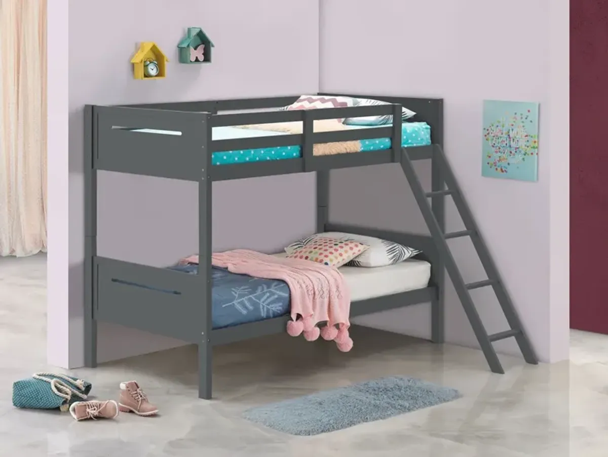 Coaster Littleton Wood Twin Over Twin Bunk Bed Grey