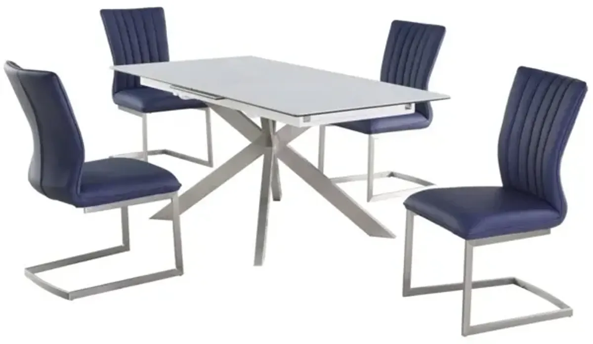 Chintaly Nala Dining Set with Pop-Up Extendable Ceramic Top Table & 4 Cantilever Chairs