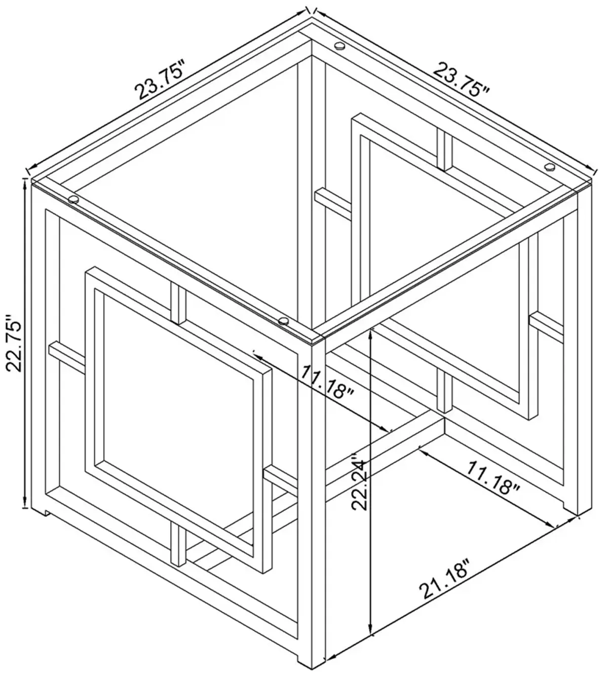 Coaster Merced Square Glass Top Side End Table Nickel