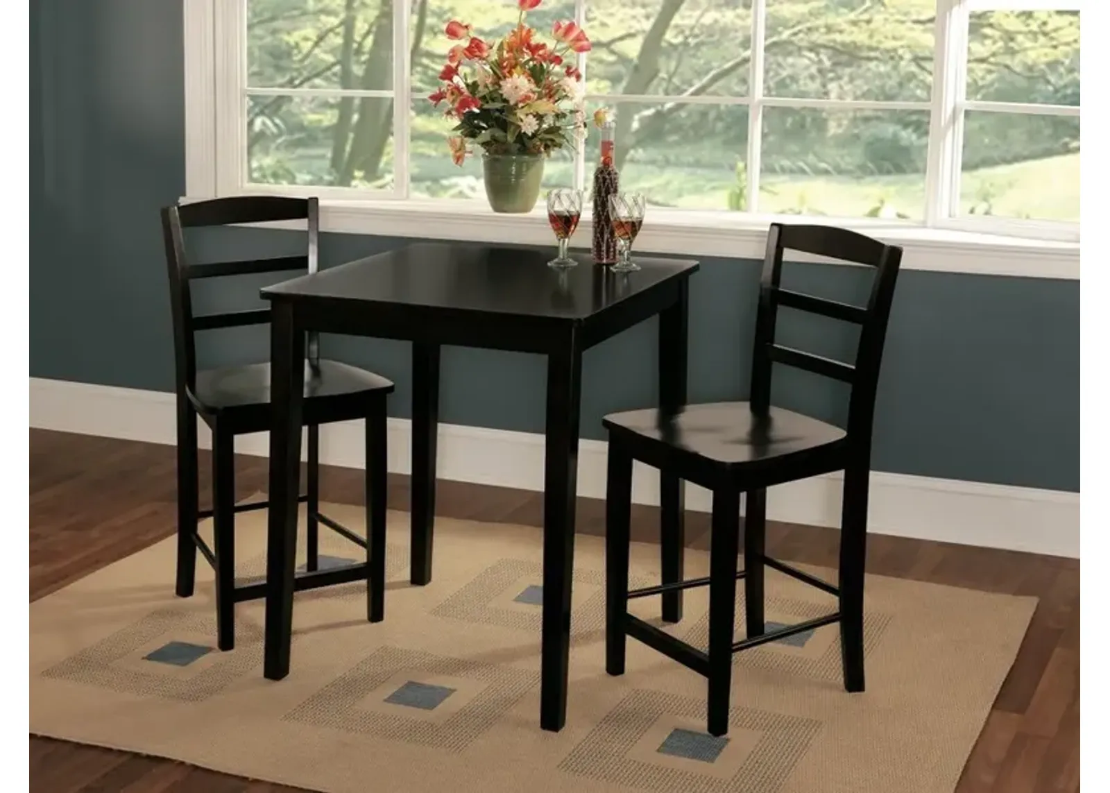 John Thomas Dining Essentials 30 Inch Square Table with 36 Inch Shaker Legs in Black