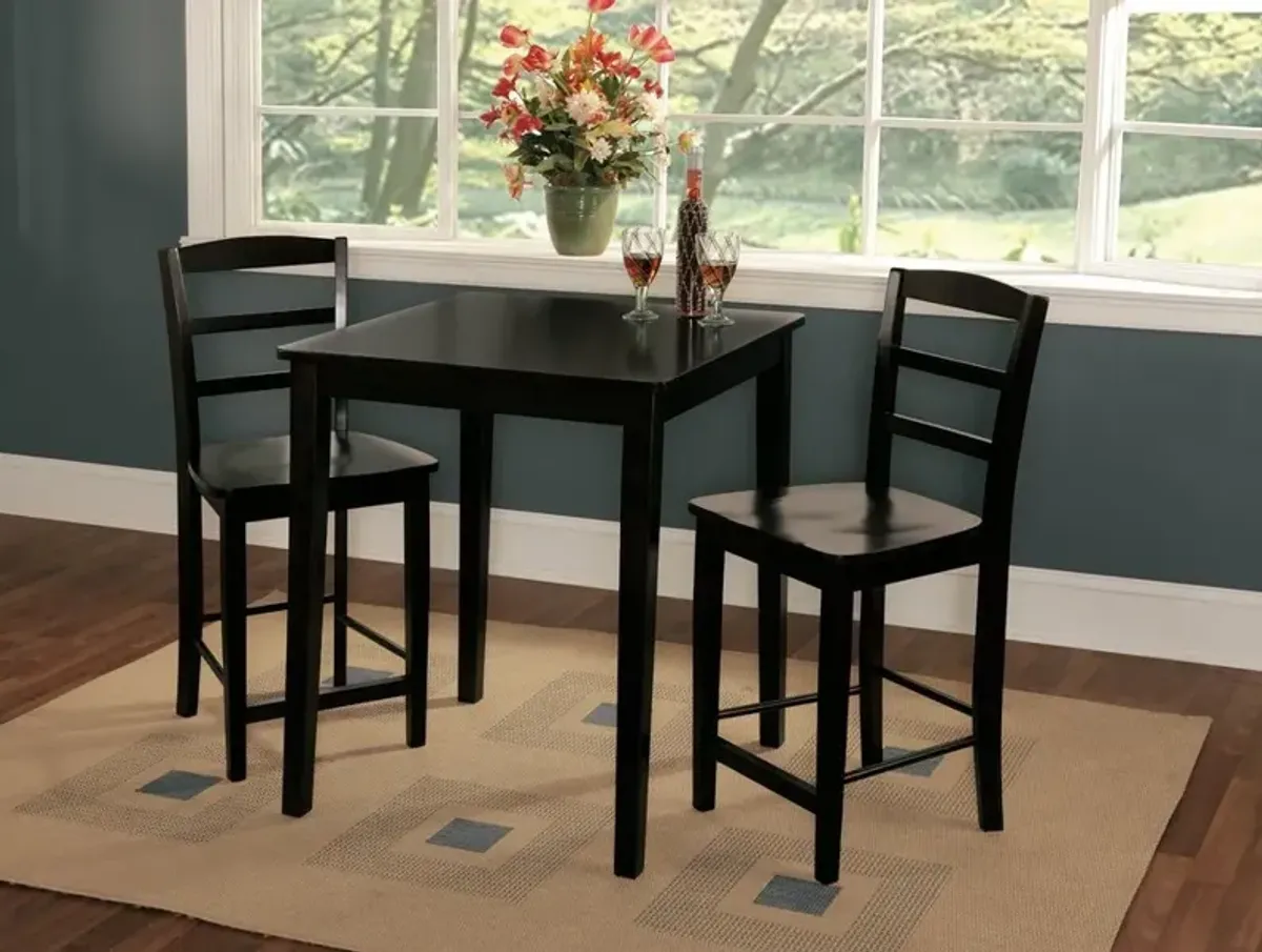 John Thomas Dining Essentials 30 Inch Square Table with 36 Inch Shaker Legs in Black