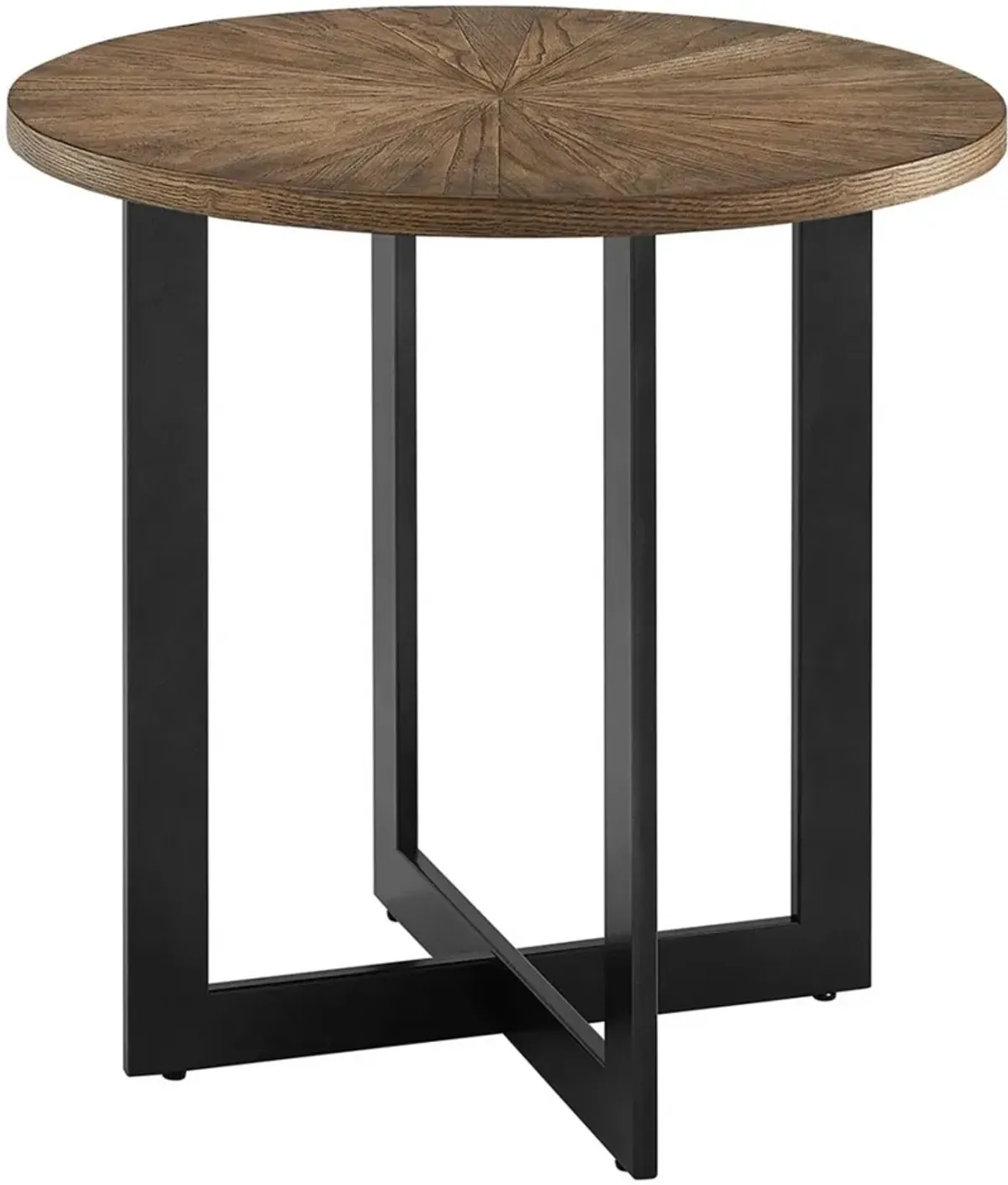 Colton Sunburst Ash Cocktail Table with Iron Base & 2-End Tables