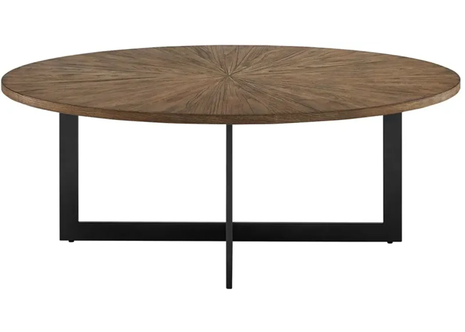 Colton Sunburst Ash Cocktail Table with Iron Base & 2-End Tables