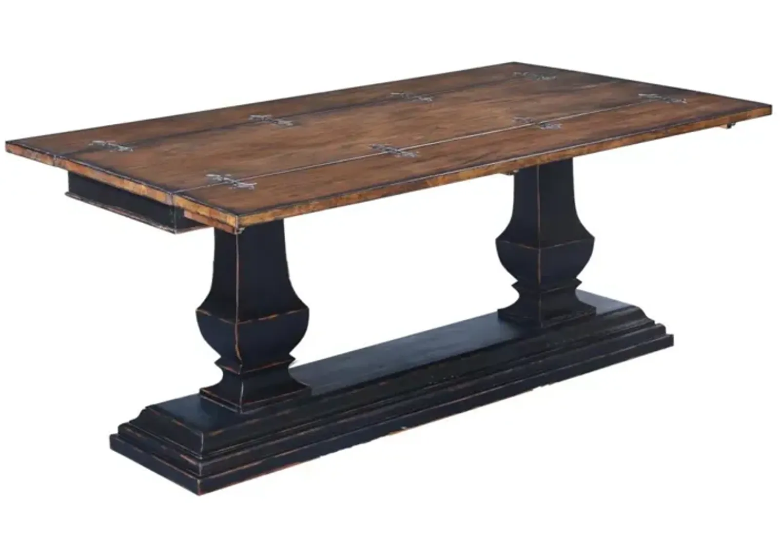 SEDONA DISTRESSED BLACK & RUSTIC PECAN TOP EXPANDABLE SOFA CONSOLE TABLE