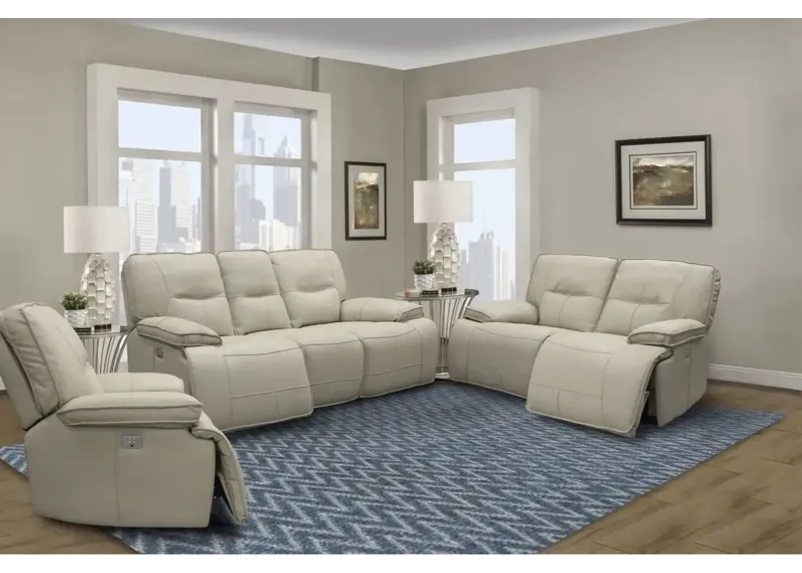 Parker House Spartacus Power Reclining Loveseat in Oyster Color