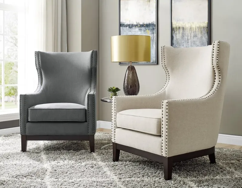 ROSWELL BEIGE WINGBACK CHAIR