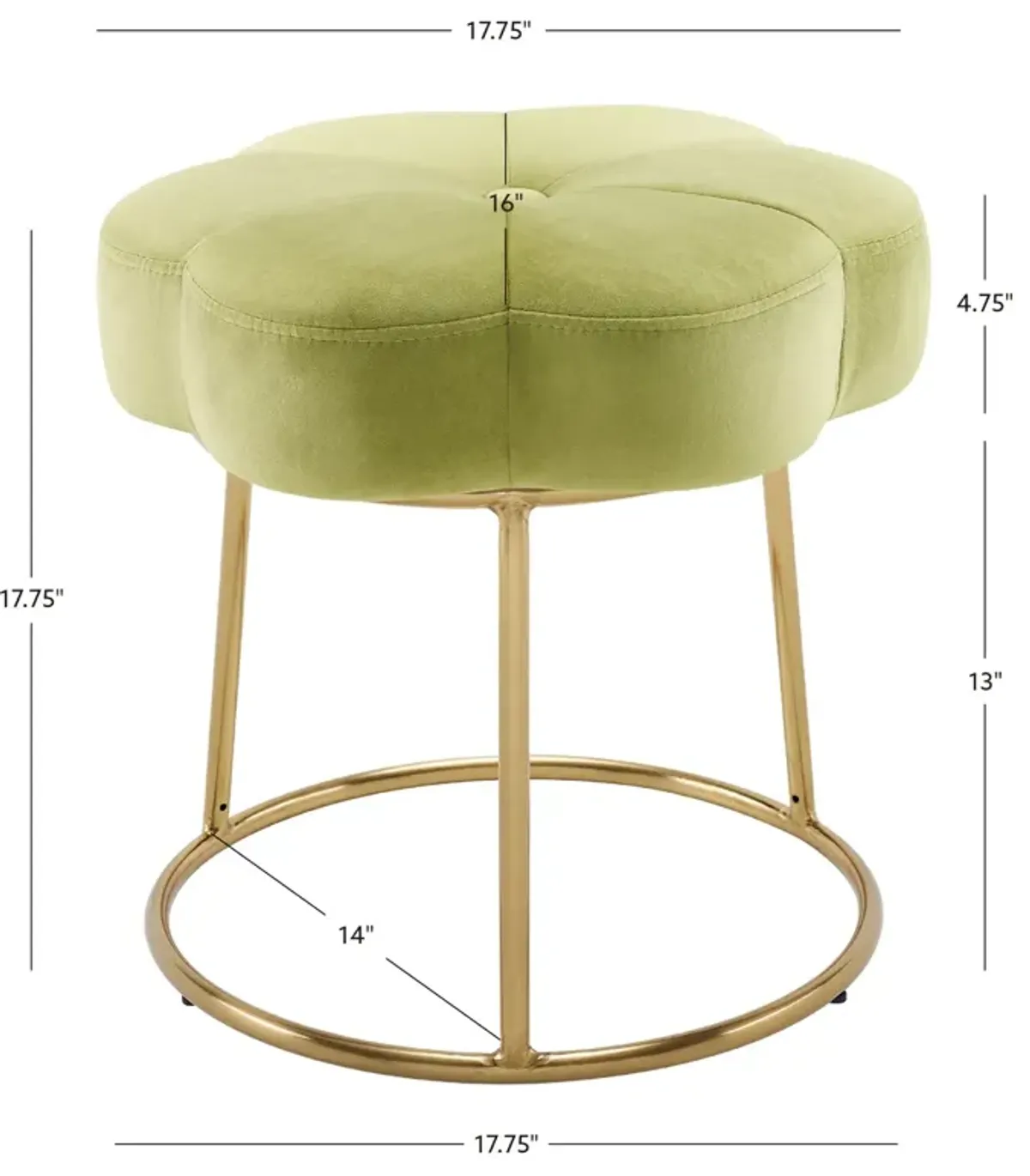 Linon Seraphina Green Accent Vanity Stool