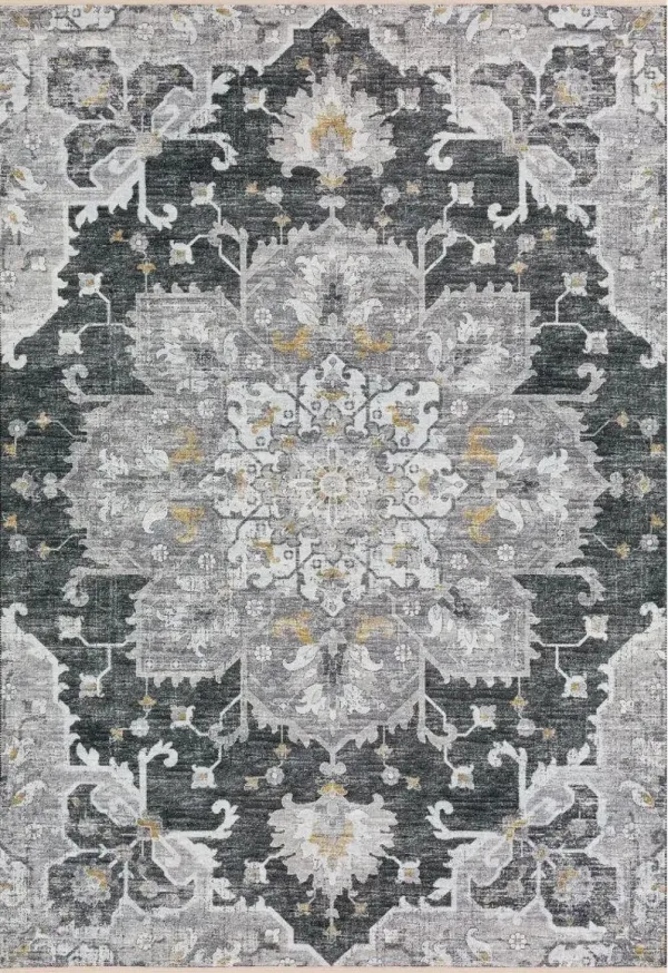 Dalyn Contemporary Charcoal & Gold Floral Medallion 5'X8' Rug