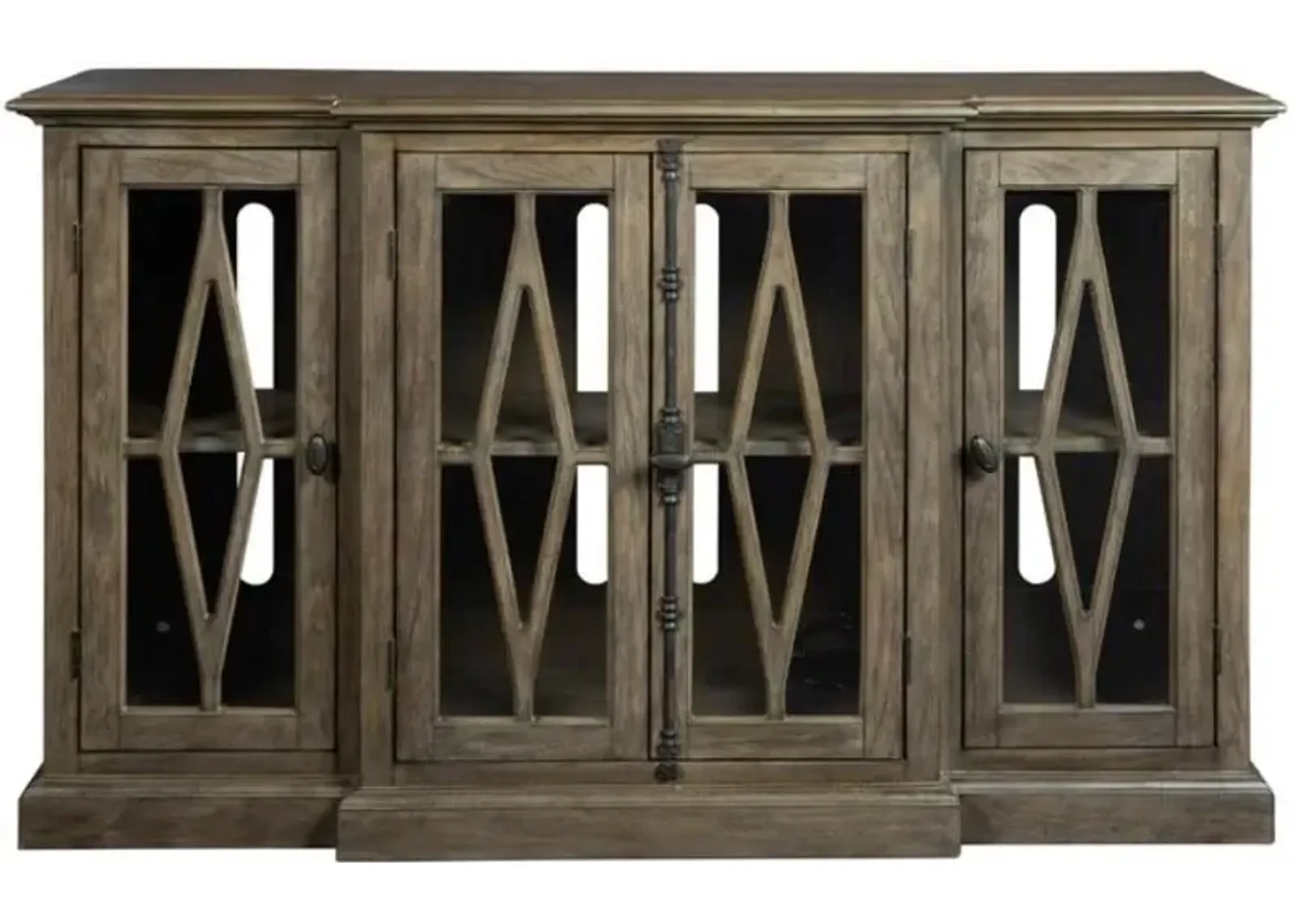 Hekman Rustic Reflections Vintage-Style Cross-Braced Glass Door Buffet Cabinet